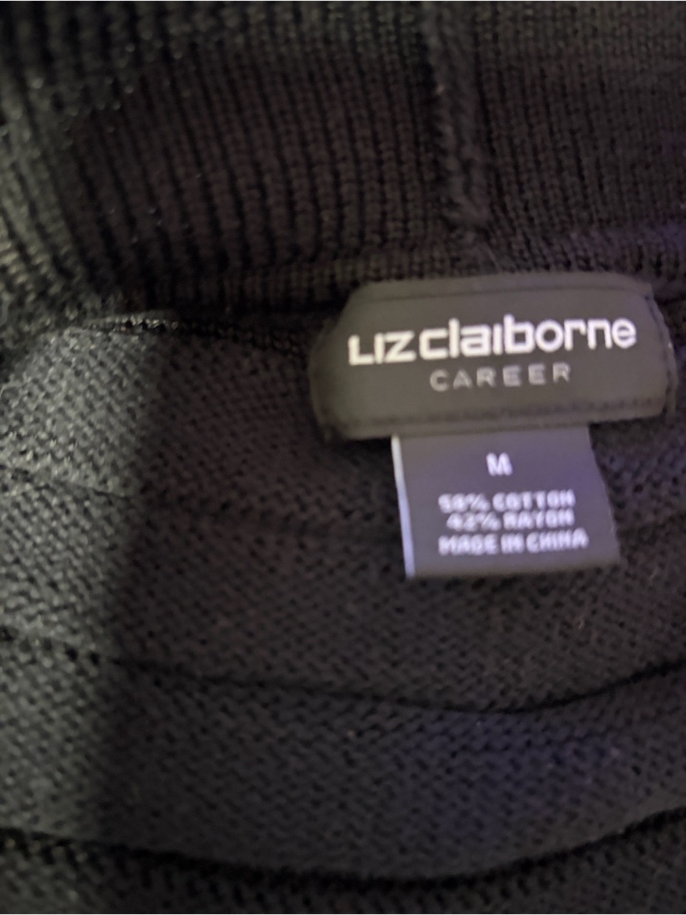 Liz Claiborne Black Rib-Knit Crewneck Sweater